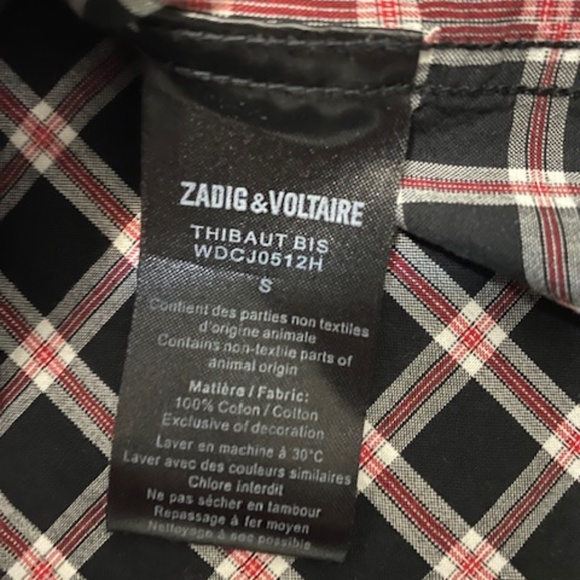 Zadig & Voltaire Thibault Plaid Cotton Shirt Size S NWT - Picture 9 of 10